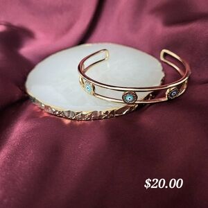 Gold Evil Eye Bangle Bracelet